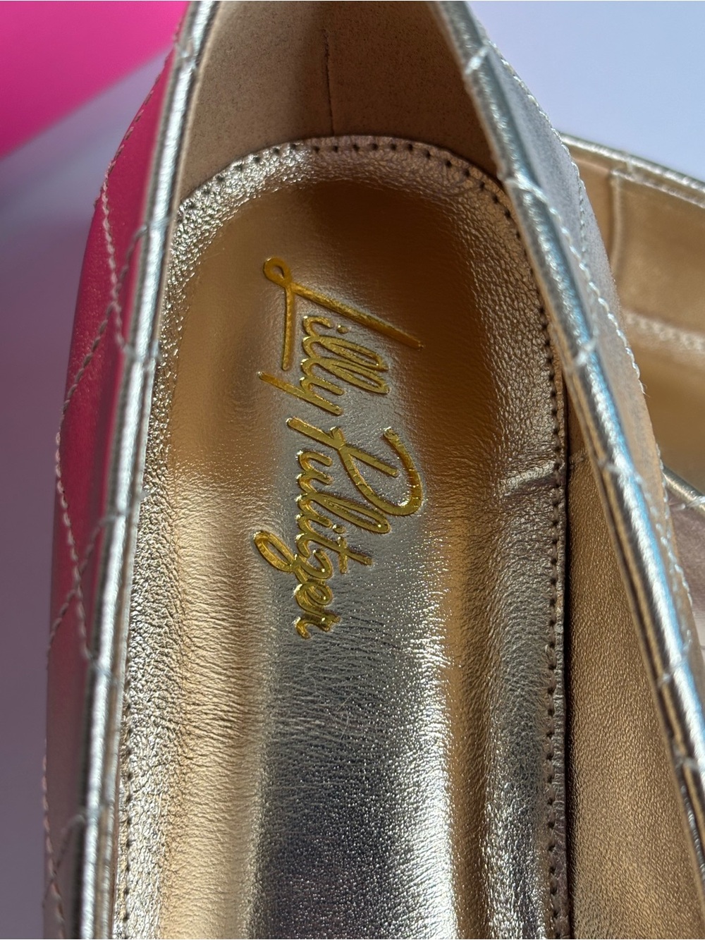 LILLY PULITZER GOLD METALLIC PATINA BALLET FLAT SHOES - Picture 4 of 7